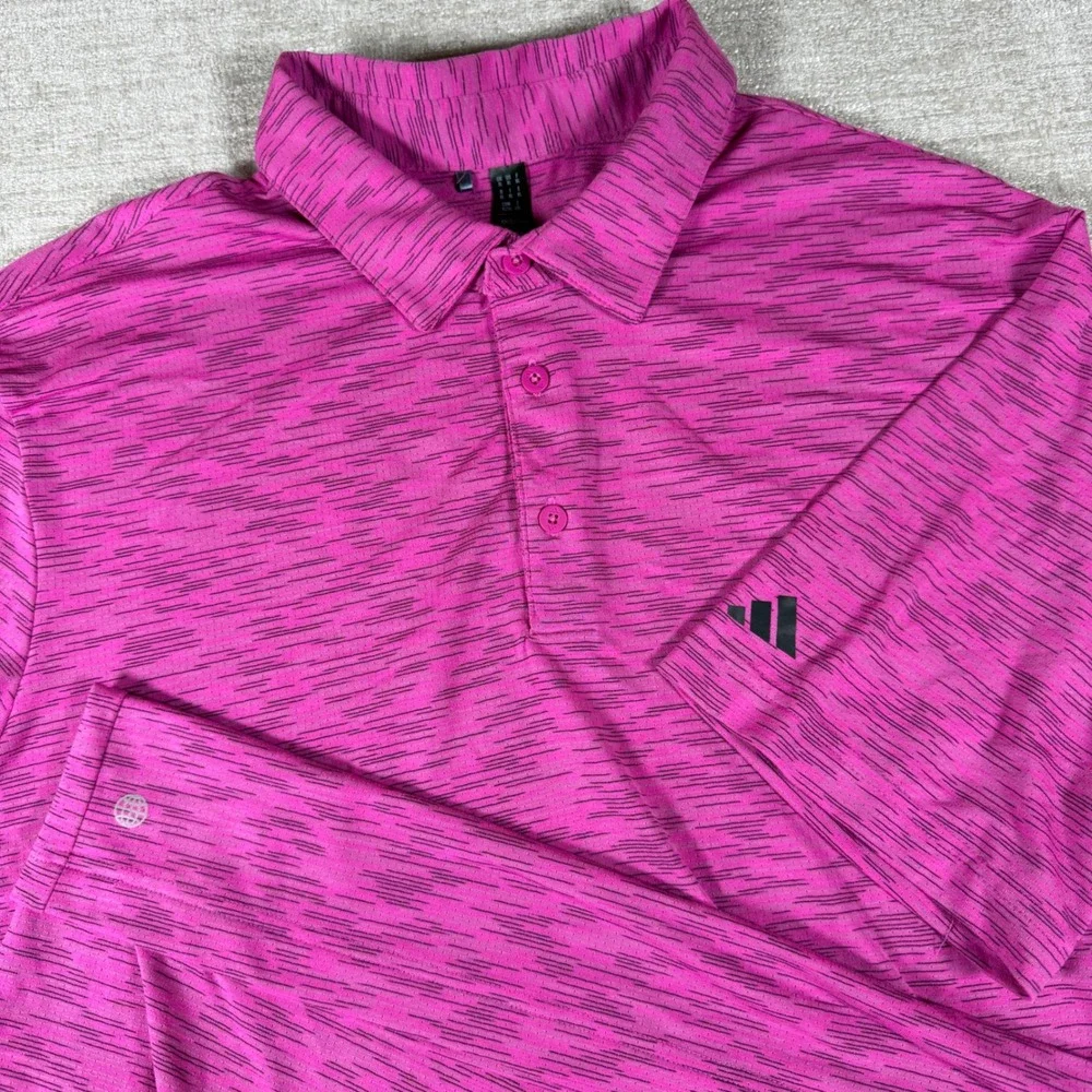 Adidas Polo Shirt Mens XL Pink Space Dye Performance Golf Short Sleeve